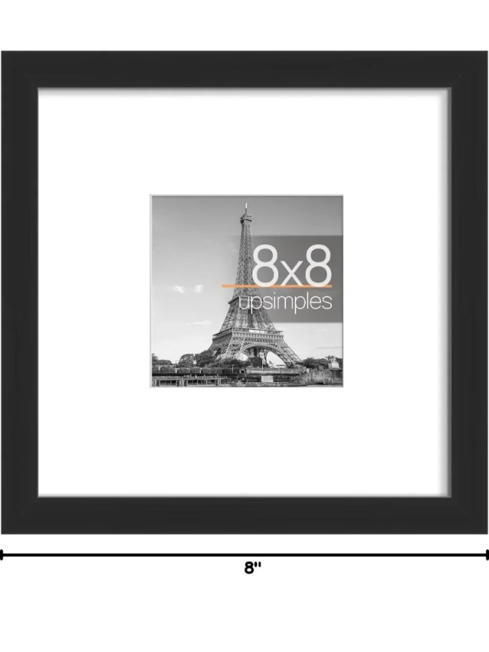 upsimples 8x8 Picture Frame, Display Pictures 4x4 with Mat or 8x8 Without Mat, W